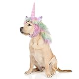 Funny Reindeer Moose Dog Costume - Cute Furry Pet Wig for Halloween & Christmas, Unicorn-Colorful, Size M