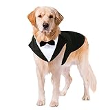 Kuoser Dog Tuxedo Dog Suit and Bandana Set, Dogs Tuxedo Wedding Party Suit, Doggy Prince Bow Tie Shirt Formal Pet Wedding Attire for Large Medium and Small Dogs Golden Retriever Samo Bulldogs