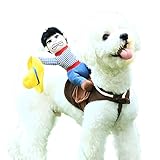 DELIFUR Dog Halloween Costume Funny Dog Cowboy Riding Costume Pet Costume Cat Suit Cowboy Rider Style for Small Medium Large Dogs (Cowboy, Large)