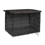 Explore Land Dog Crate Cover Heavy Duty Polyester Pet Kennel Sunshade Universal Fit for 42 inches Wire Cage (Black)