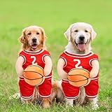 Dog Basketball Costume with Ball, 2025 New Basketball Dog Halloween Costume, Pet Christmas and Halloween Costumes, Bring a Funny Atmosphere (Red, Medium)