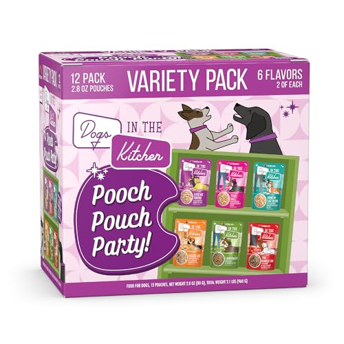 Weruva Dogs in The Kitchen, Pooch Pouch Party Variety Pack, Wet Dog Food, 2.8oz Pouches (Pack of 12) Weruva Dogs in The Kitchen, Pooch Pouch Party Variety Pack, Wet Dog Food, 2.8oz Pouches (Pack of 12)