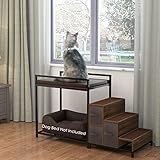 GDLF Bunk Beds Window Perch for Dogs Bedside Lounge Elevated Dog Bed Multi-level Platform with Foam Upholstery, Non-slip Pad and Storage